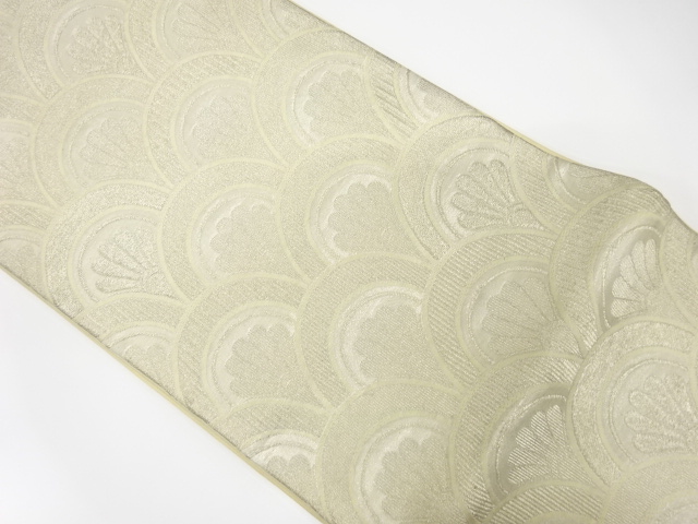 JAPANESE KIMONO / ANTIQUE FUKURO OBI / SILK / WOVEN FLORAL SEIGAIHA